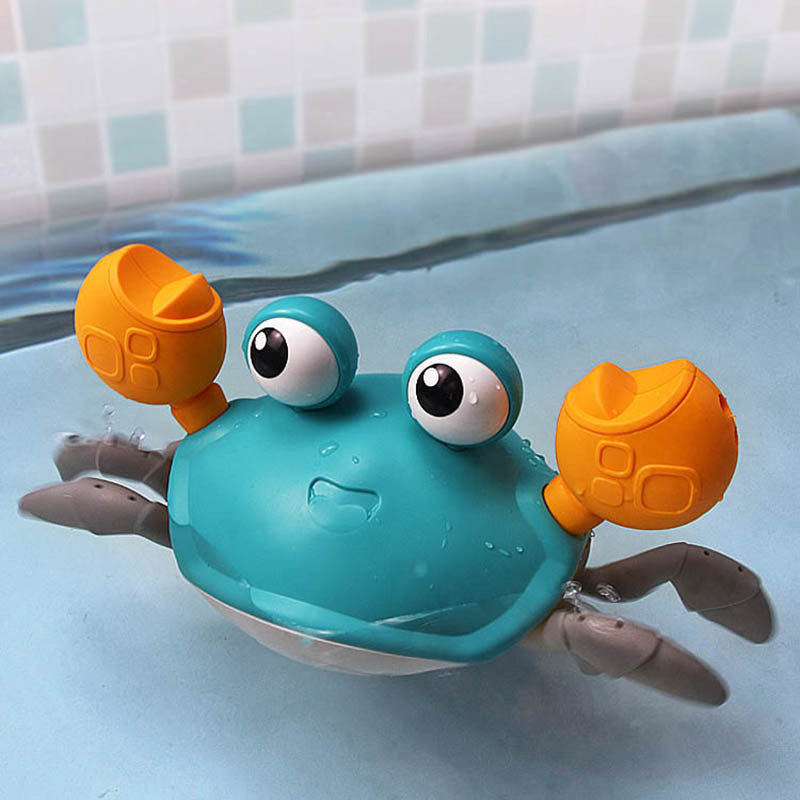 2022 Summer Outdoor Baby Cute Windup Beach Swim Water Games Clockwork Dragging Walking Crab Crawling Bath Shower Toys For Kids