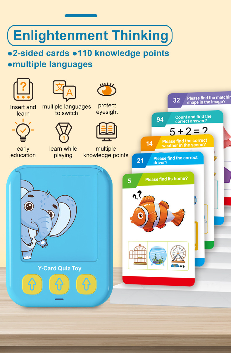 Kids sensory early learning cognitive cards alphabet abc English arabic french  flash cards talking flash cards learning toys