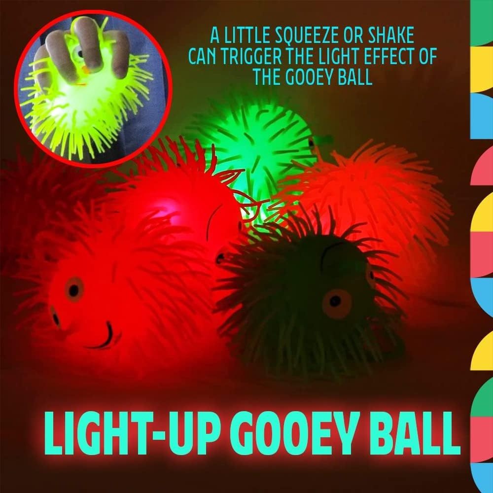 Multi-Color Smiling Face TPR Fluffy Squeezing Light Led Ball Animal Nose Squishy Face Flashing Rubber Puffer Balls For Kids