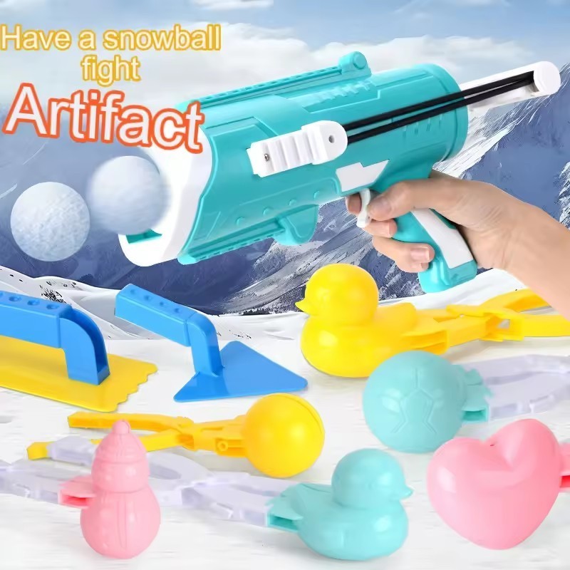 Outdoor Snow Fight Toy Snowball Maker Toy Kit with Snowball Blaster Gun and Winter Snow Toys for Kids Adults