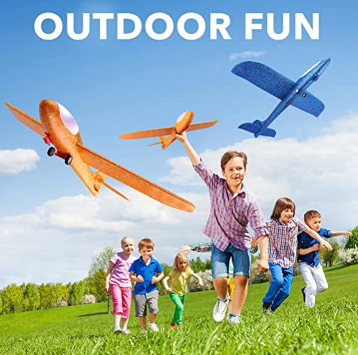 Outstoor Scratch Resistant Bubble Catapult Gun Airplane Toy With Throwing EVA Foam and Full Lights Plane Shooter Toy for kids