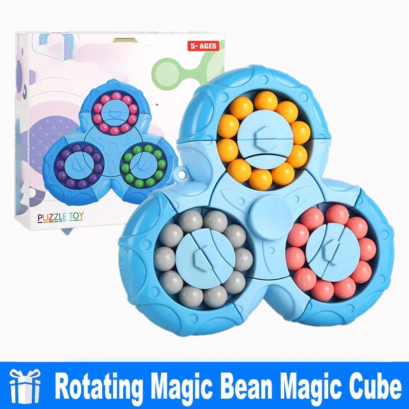 Kids And Adults Antistress Fidget Triangle Fingertip Gyro Decompression Spinner Toys Six Side Rotating Magic Bean Cube Toys