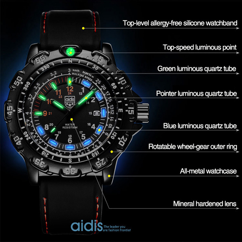 Original Water Resistant 5atm Male Clock 2018 Mens Sport Watch Made In Prc