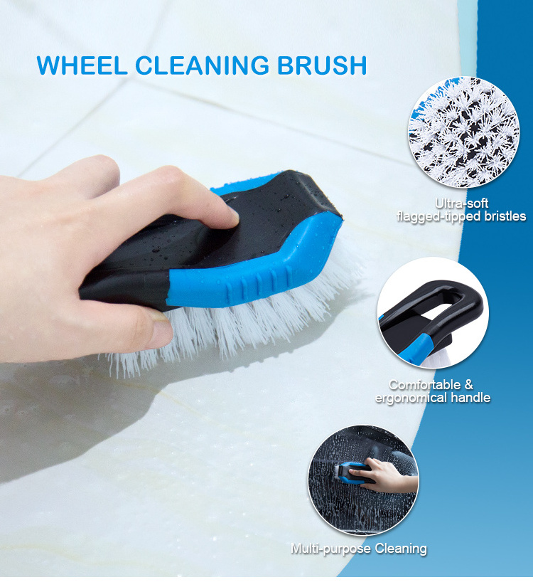 Car cleaning tools Easy Reach Rim Tire Cleaner Multipurpose use Car Detailing Wheel Brush Carpet Heavy Duty Scrub Brush