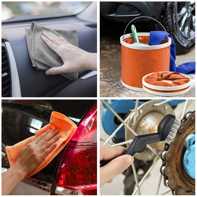 Car cleaning tool 19pcs car wheel tire brush microfiber towel sponge pads kit chenille glove car cleaning kit