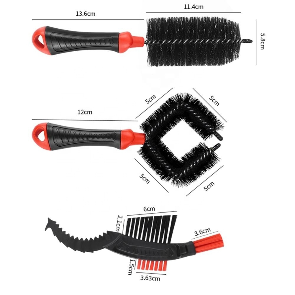 Motorcycle Bike Chain Gears Maintenance Cleaning Brush   3 Pack Bicycle Cleaning detail brush Kit