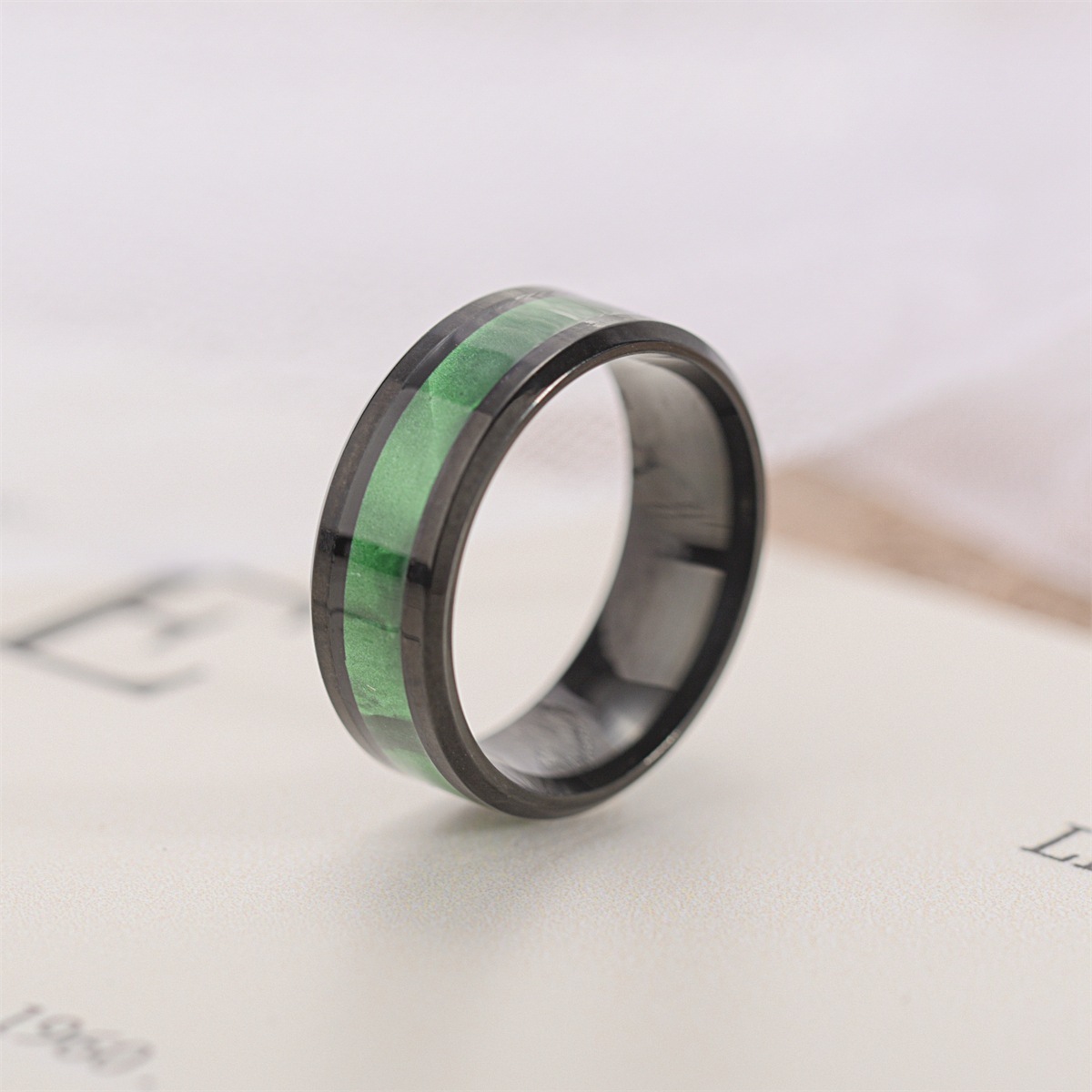 2022 Stainless Steel Tungsten Finger Rings Male Silver Red Dragon Green Blue Pattern Carbon Fiber Titanium Steel Ring for Men