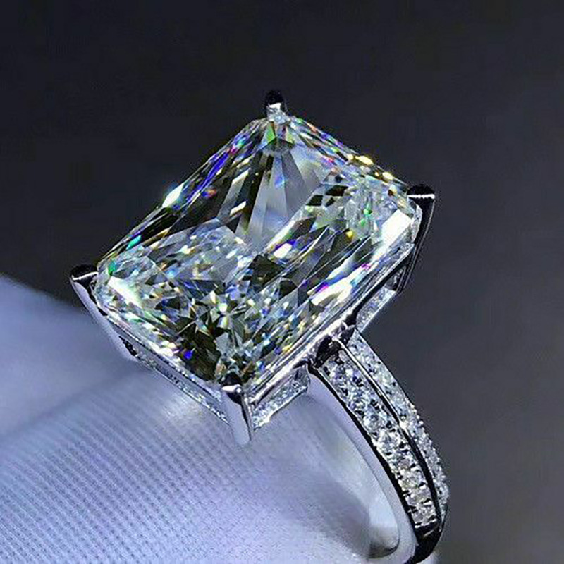 Popular Large Zircon Finger Rings Jewelry Gift For Girlfriend Fine Two Layer Cubic Zirconia Sparkling Diamond Engagement Ring