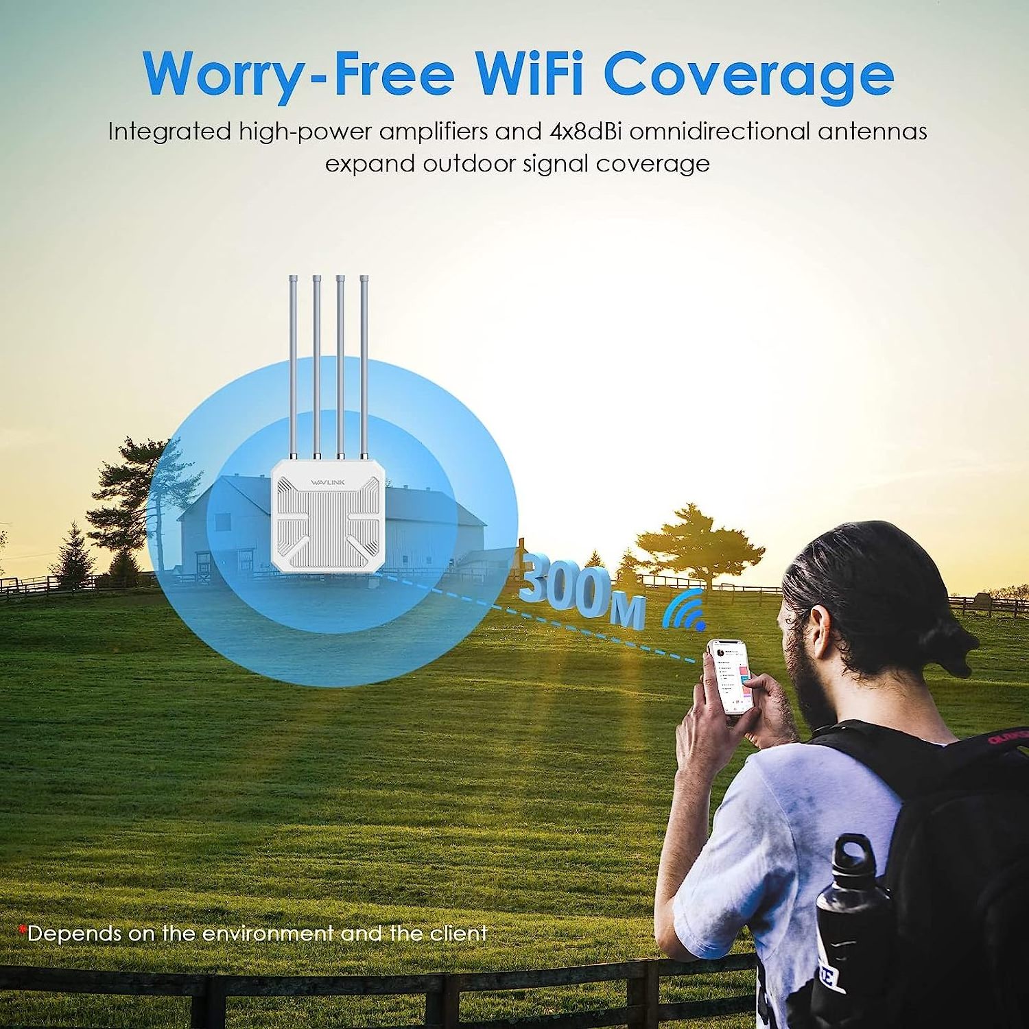 WAVLINK Outdoor WiFi Extender AX1800 High Power Outdoor Weatherproof WiFi Range Extender