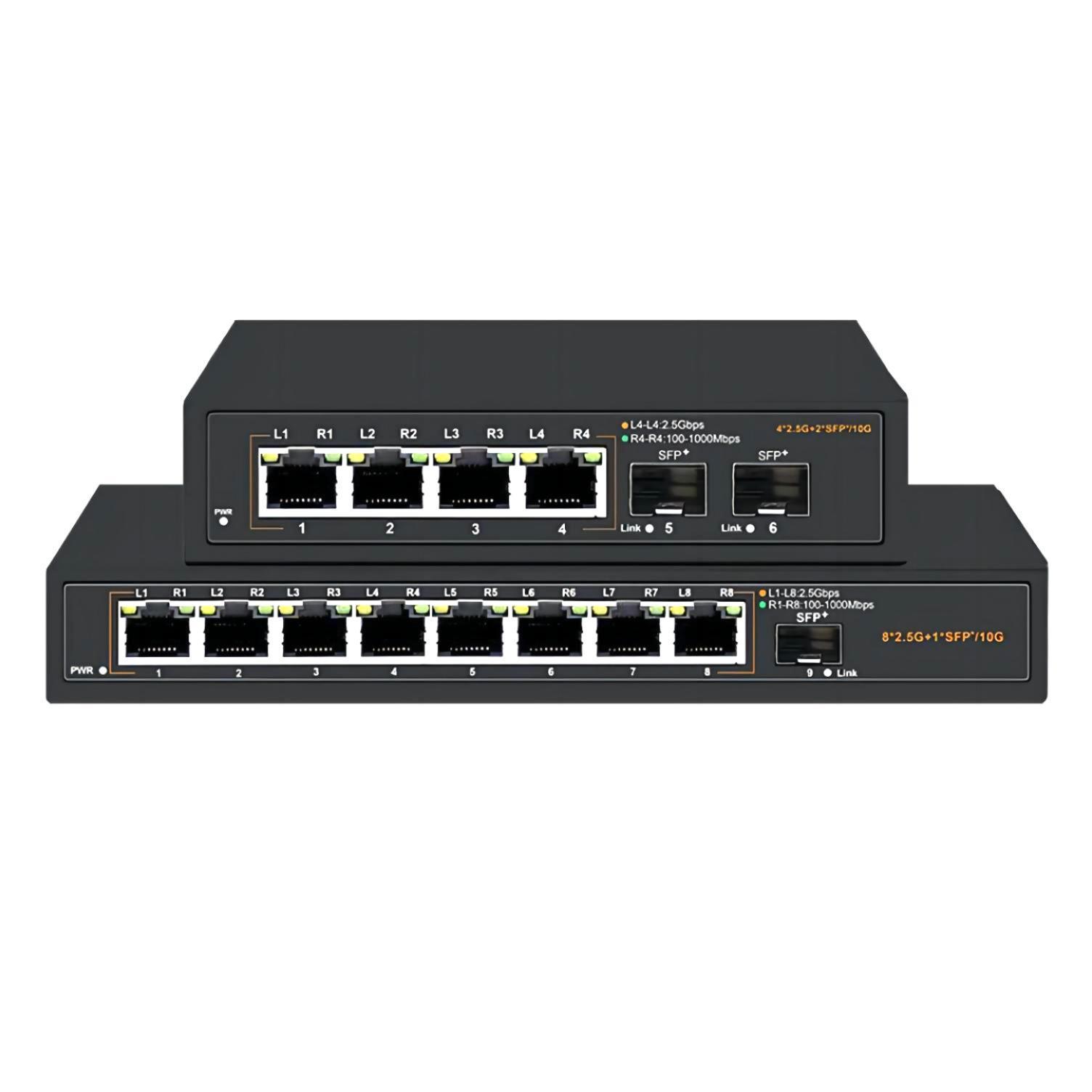 Ethernet Switch Fiber Optic Switch 8port 2.5G Fiber Optic Converter 10Gbps SFP Network POE Switch Board Fiber Optic Transceiver