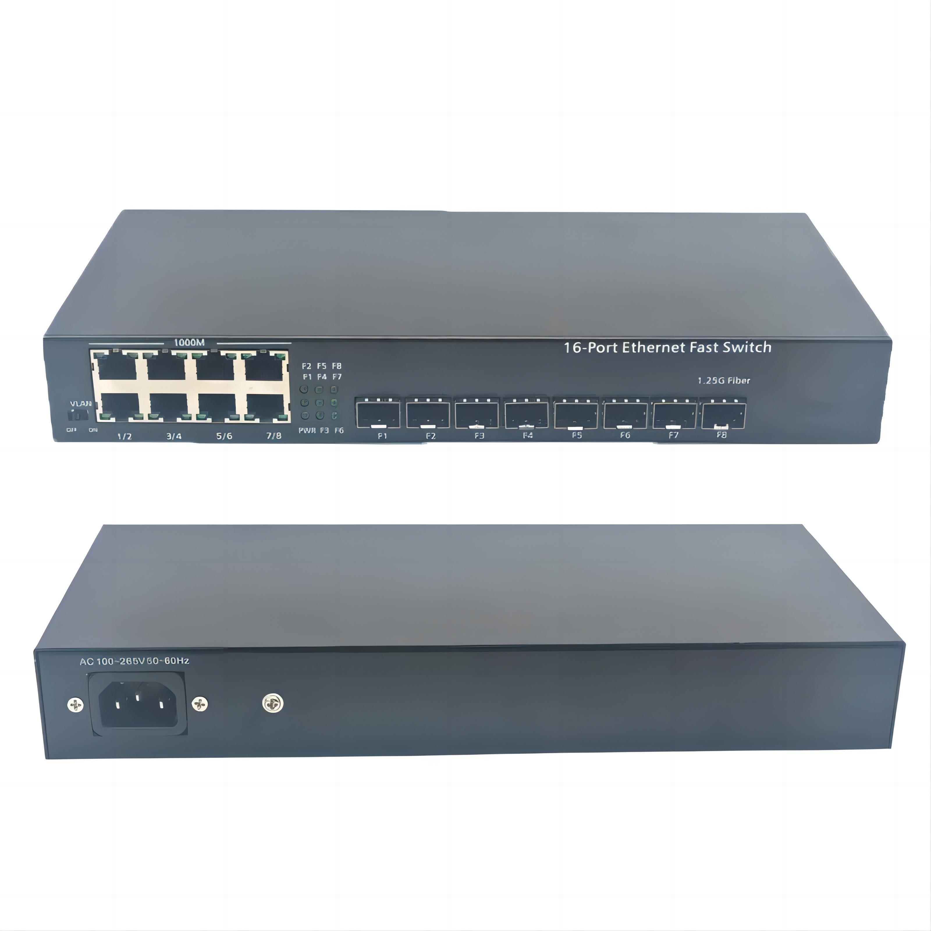 Ethernet Switch 16 Port Fiber Optic Switch Gigabit Switch For IP Camera Fiber Optic Transceiver For Enterprise Industrial