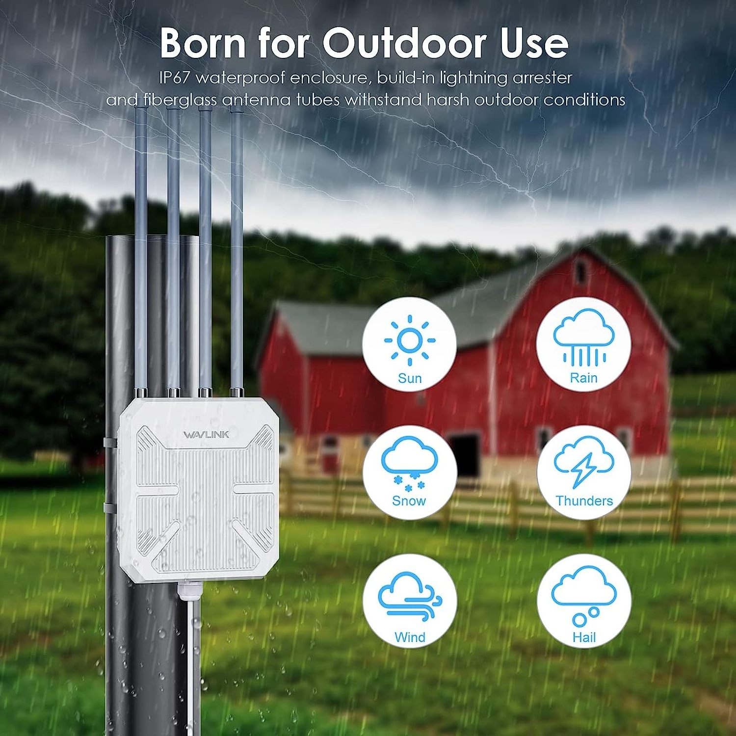 WAVLINK Outdoor WiFi Extender AX1800 High Power Outdoor Weatherproof WiFi Range Extender