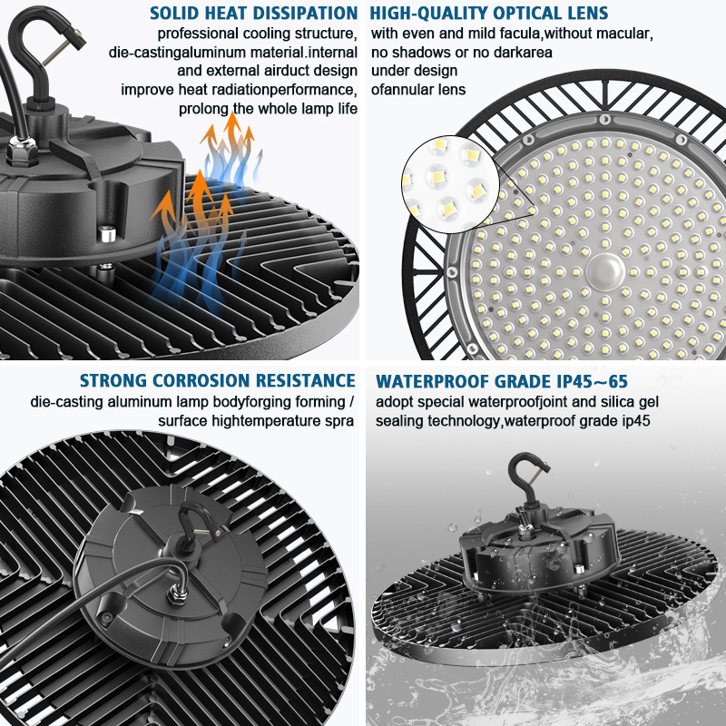 Commercial Industrial Lighting 100W 150W 200W IP65 Round UFO Led High Bay Light Warehouse Workshop Highbay Lamp