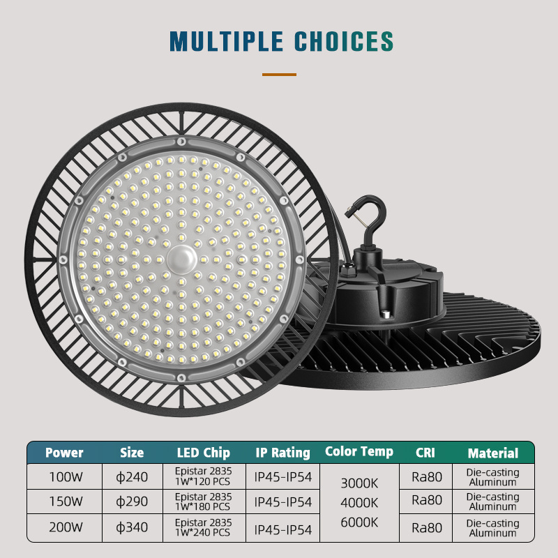 Commercial Industrial Lighting 100W 150W 200W IP65 Round UFO Led High Bay Light Warehouse Workshop Highbay Lamp