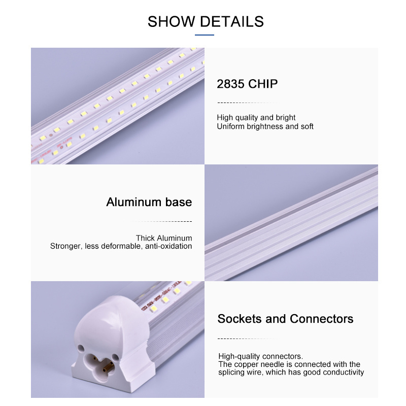 AIER Super Bright 4FT 8FT Led Shop Light Indoor Lighting T8 Integrated 8 Foot Led Tube Light 96