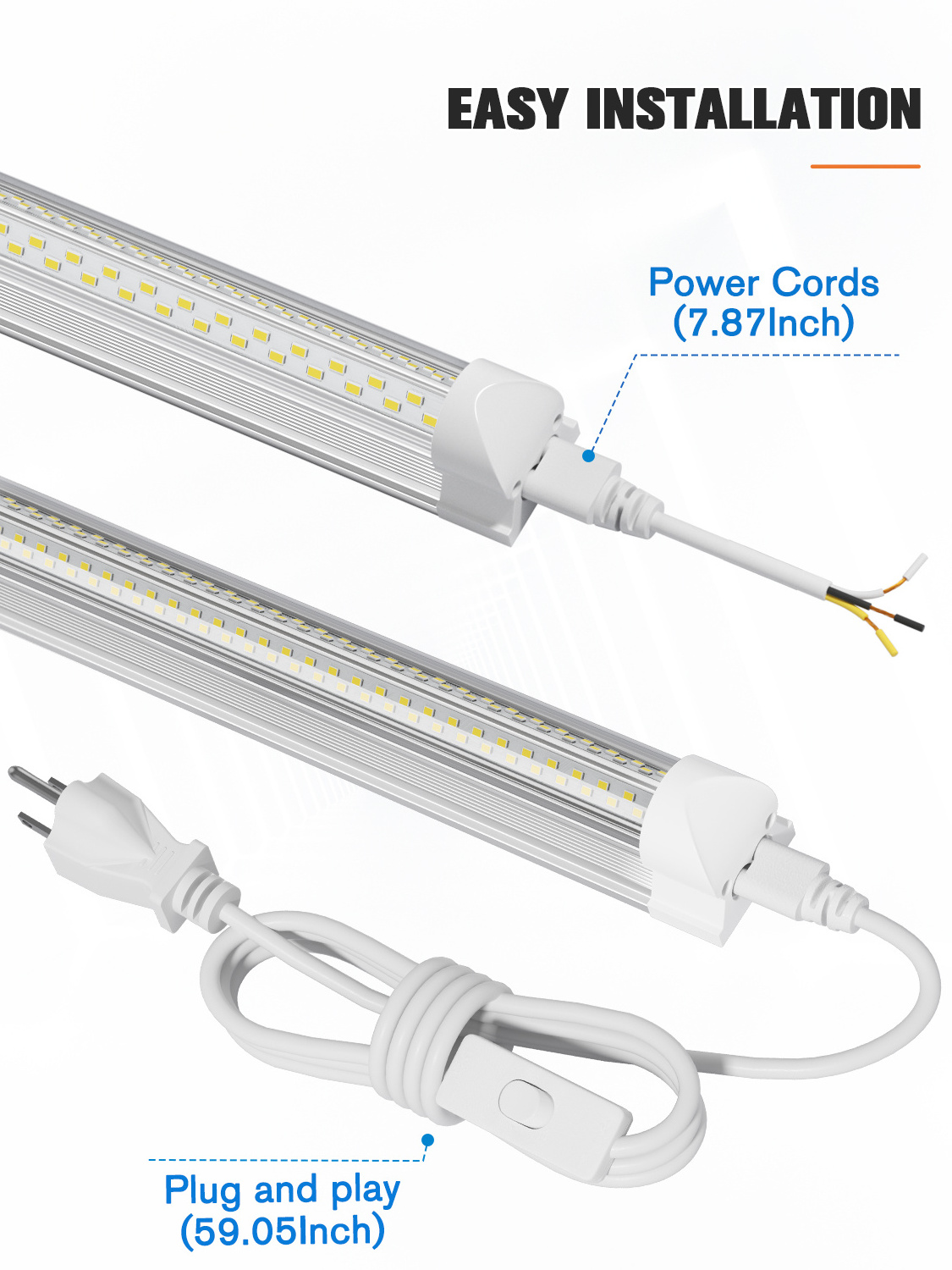 Indoor Lighting V-Shaped Aluminum 50w 100w 4ft 8ft Led Shop Lights 4 8 Foot T8 Integrated Led Tube Light Fixture