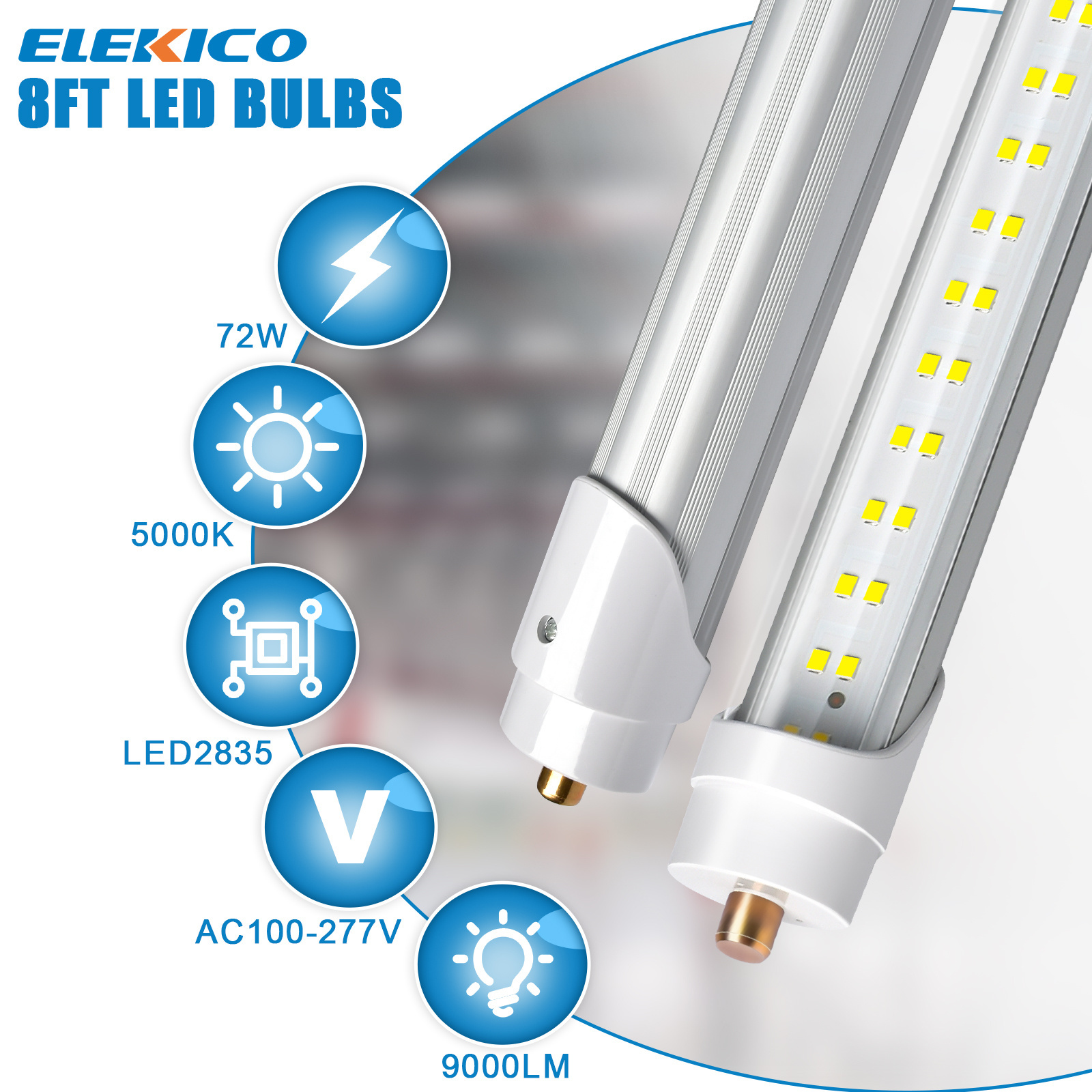 Indoor Lighting Etl Ce Rohs 72w Fa8 Single Pin T8 8ft Led Tube Milky Clear Cover Cool White 6000k 110-277v Wholesale Led  Bulbs