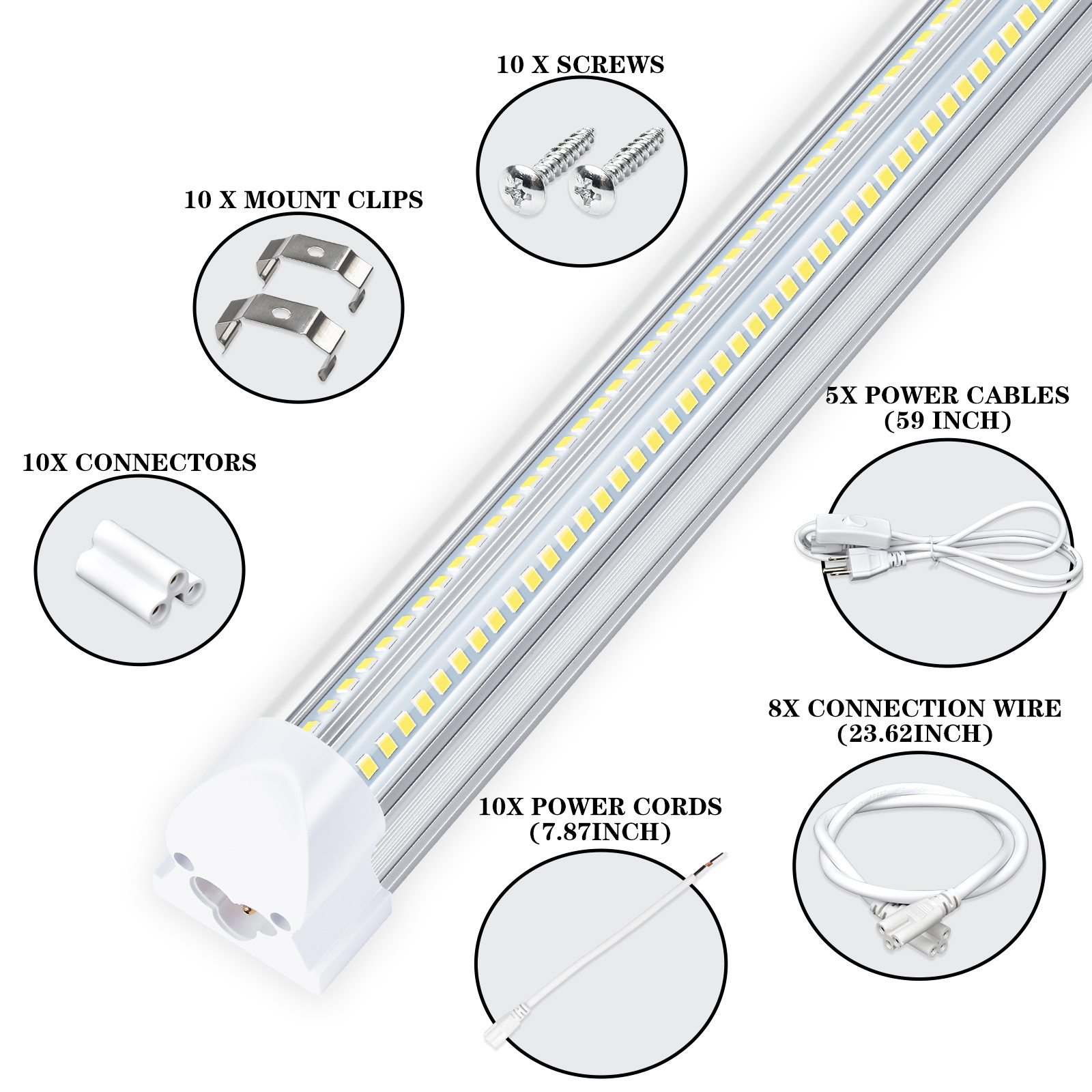 50W 100W 4ft 8ft V Shape Integrated T8 Led Tube Light Shop Lighting Led Light For For Garage Warehouse Workshop