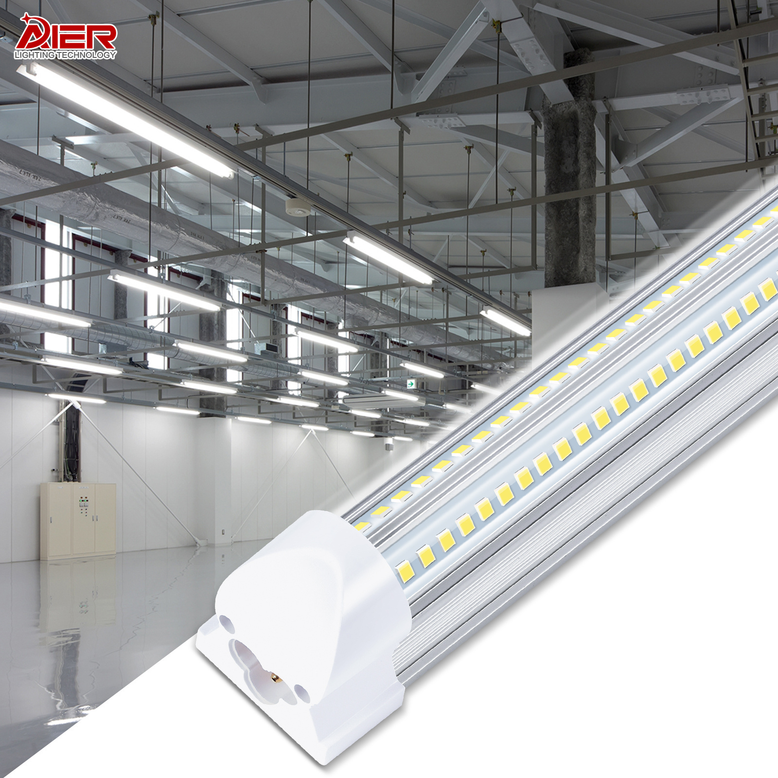 50W 100W 4ft 8ft V Shape Integrated T8 Led Tube Light Shop Lighting Led Light For For Garage Warehouse Workshop