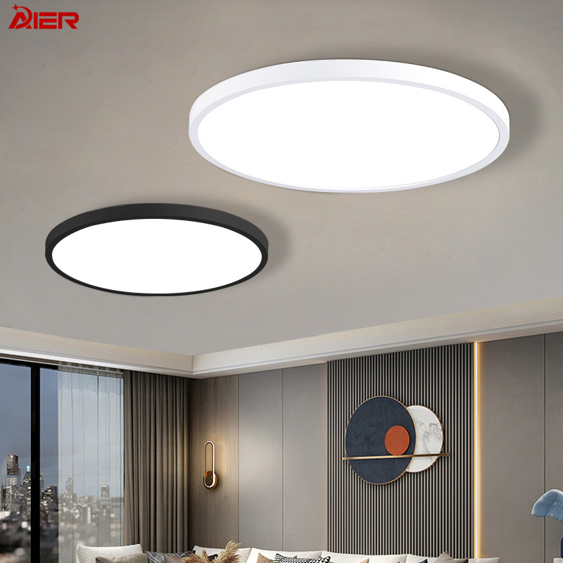 Minimalist Round White Black 24W 28W 38W 48W ABS 85V-265V Ce Modern Ceiling Light For Home Laundry Stairwell Basement