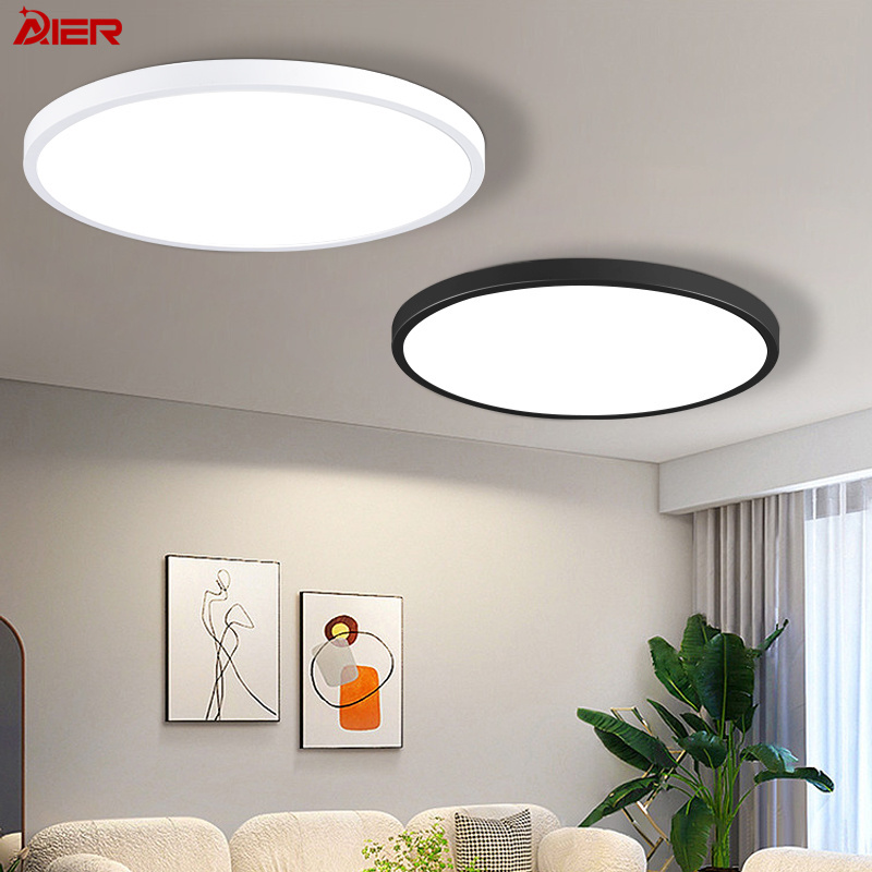 Ultra-Thin Indoor White Black 24W 28W 38W 48W ABS 85V-265V Ceiling Light Commercial Bathroom Laundry Bedroom