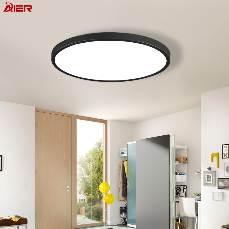 Minimalist Indoor Round White Black 24W 28W 38W 48W ABS Led Ceiling Light Laundry Bedroom Hallway Kitchen