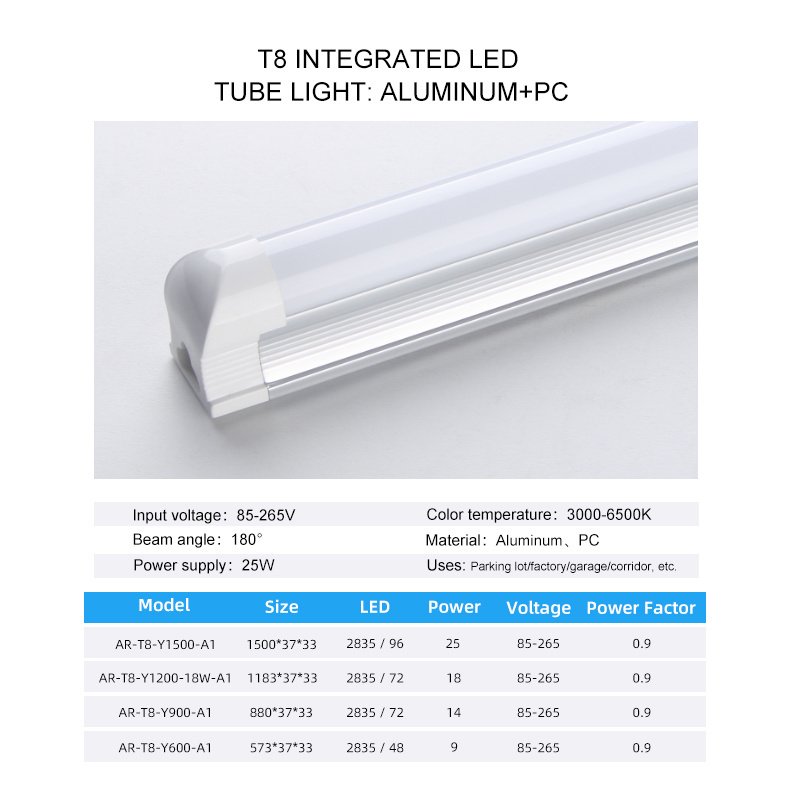 Best Price 4FT T8 Integrated LED Tube Light fixture 18w Aluminum PC 120cm With Linkable