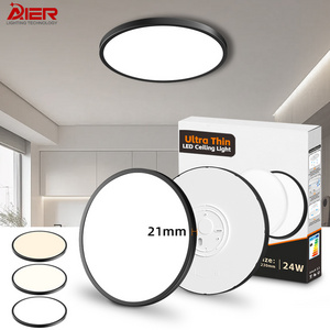 Ultra Thin 3CCT Changeable 24W 9" Slim Switch Control Round Tri-Proof Flush Mount Led Ceiling Light