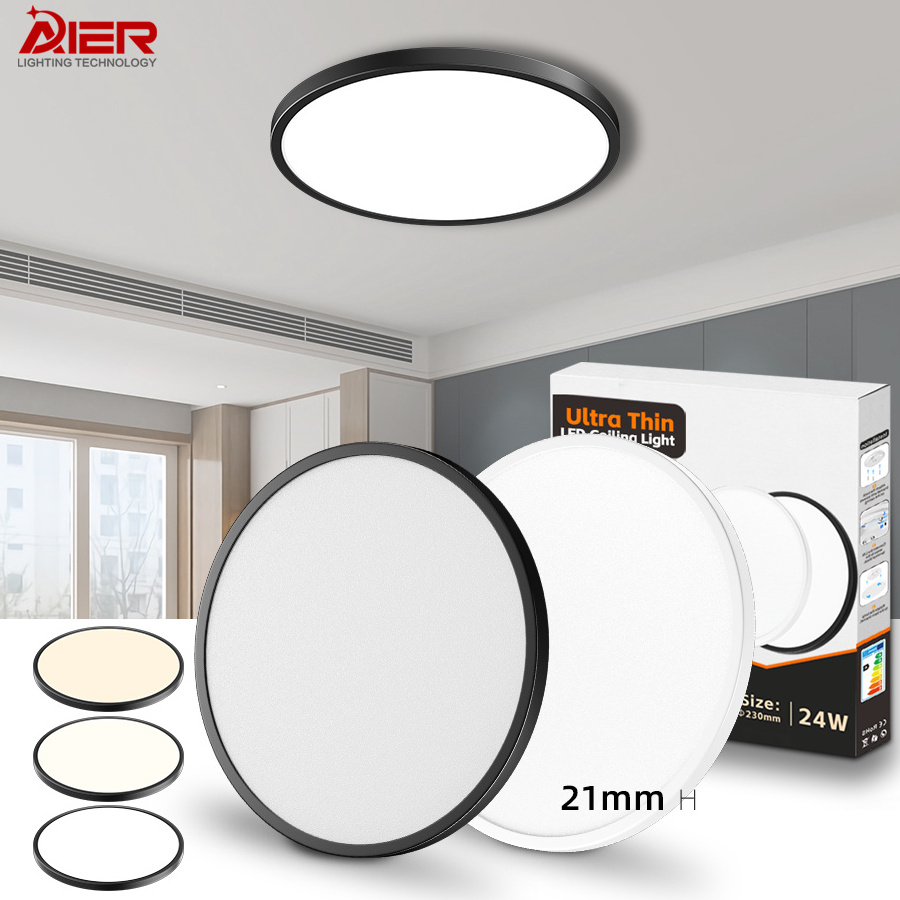 Indoor Lighting Ultra Thin Slim 3000k/4000k/6000k 3CCT Changeable Tri-Proof Round Led Ceiling Lights Flush Mount Ceiling Lamp