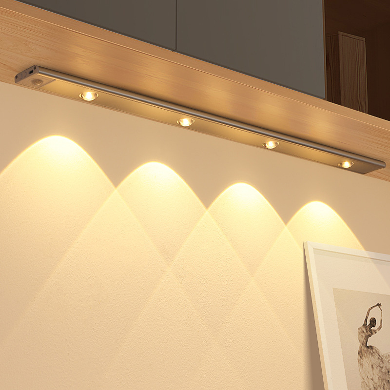 Ultra-Thin Bottom 3 Color Dimmable Motion Sensor Rechargeable Led Cabinet Lamp For Cabinet-Dedicated Wardrobe Cloakroom