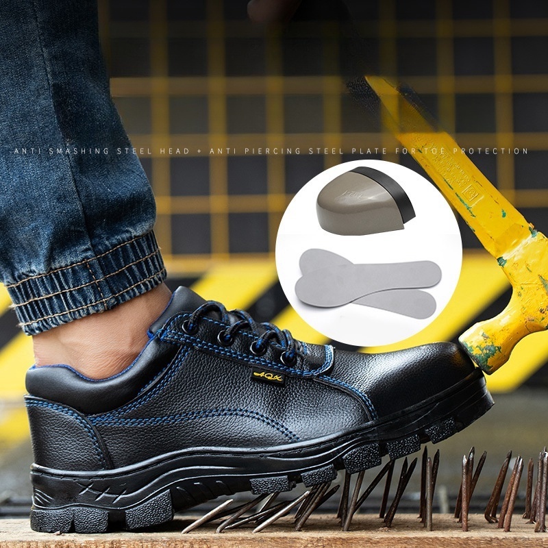 Anti Prevent Puncture Industrial Construction Leather Work Boots Wide Winter Steel Toe Safety Shoes For Men