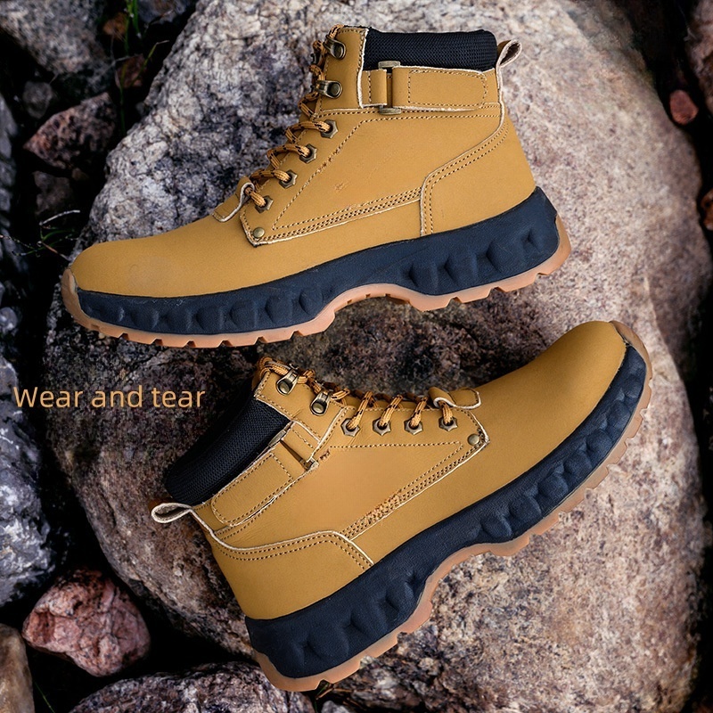 Wholesale High Quality Steel Toe Anti-smashing Indestructible Safety Shoes Water-proof Work Boots for Men