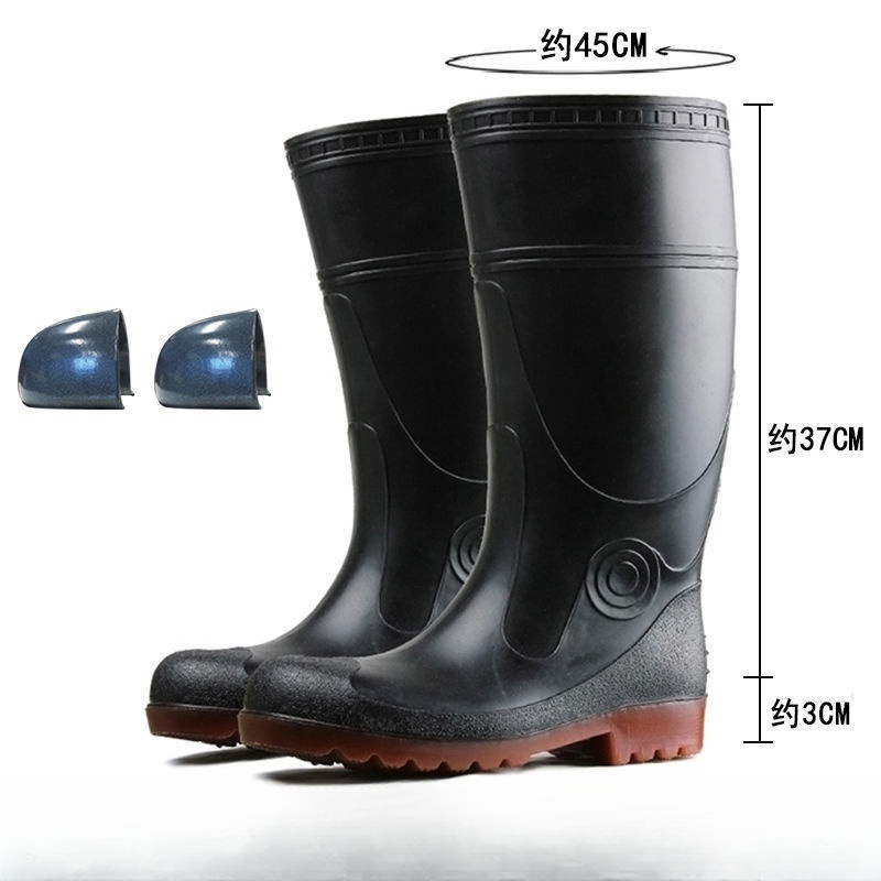 Labor Protection Steel Toe Rain Boots with Mid Sole Puncture-Resistant and Slip-Resistant Safety Features