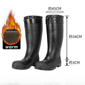 Labor Protection Steel Toe Rain Boots with Mid Sole Puncture-Resistant and Slip-Resistant Safety Features