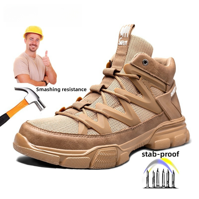 Roofer Work Shoes Special Construction Work with Steel Toe Leather Upper and Genuine Leather Lining for Winter and Summer