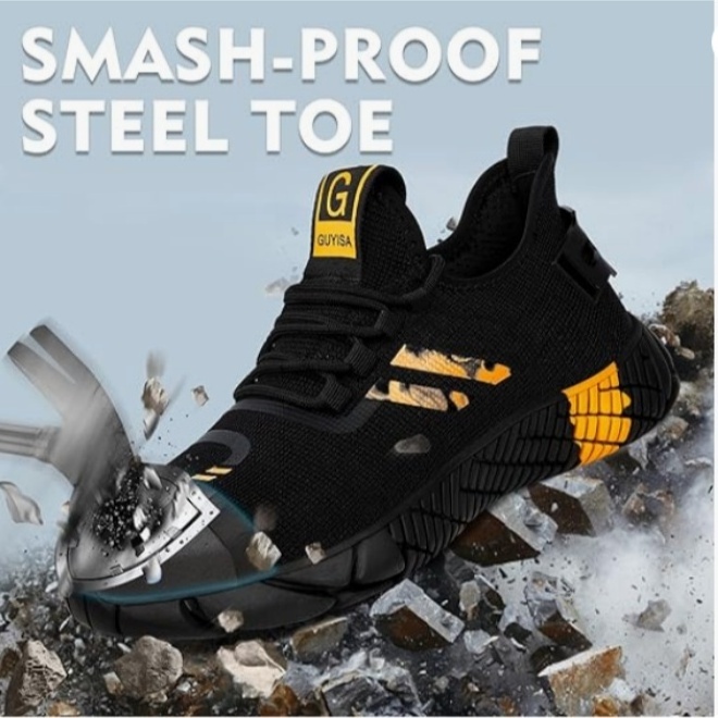 Men's Lightweight Comfortable Steel Toe Safety Shoes Composite Sneakers Boots for Work Roofing Tennis-Indestructible Men Women