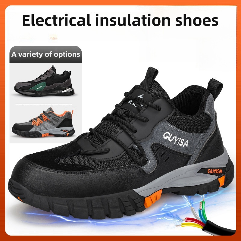 GUYISA Men's Fashionable Light Safety Work Shoes Electrician Insulation 10KV Steel Toe with Rubber PU Eva Fabric Insoles