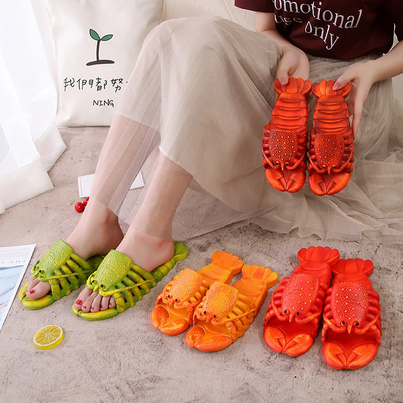 2023 Unisex Waterproof Lobster Flat Sandals Large 24-45 Men's Summer Beach Slippers Children Fish Platform Unisex Fish Slippers