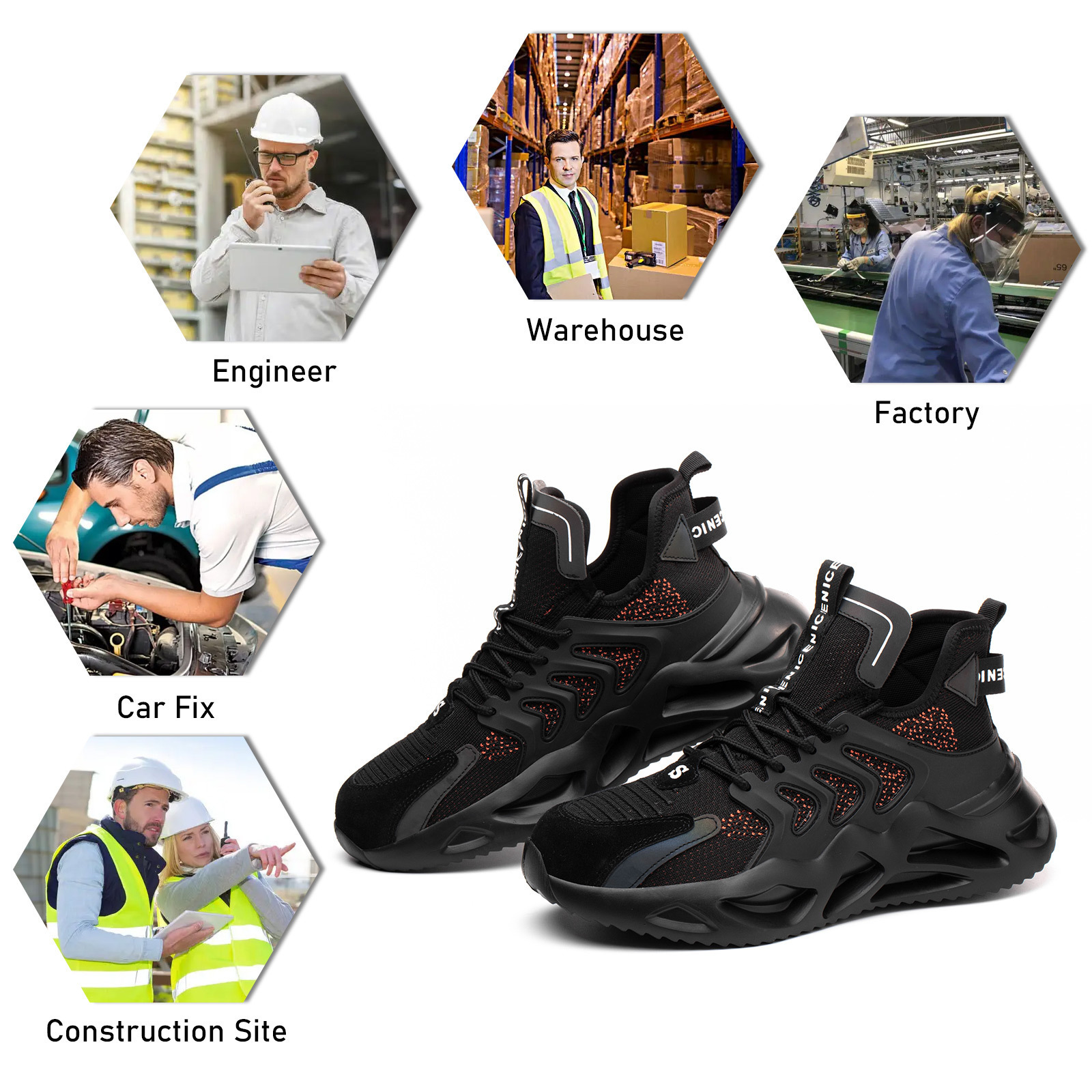 Steel Toe Lightweight Breathable Comfortable Safety Sneakers Anti-Puncture Indestructible Construction for safety men shoes