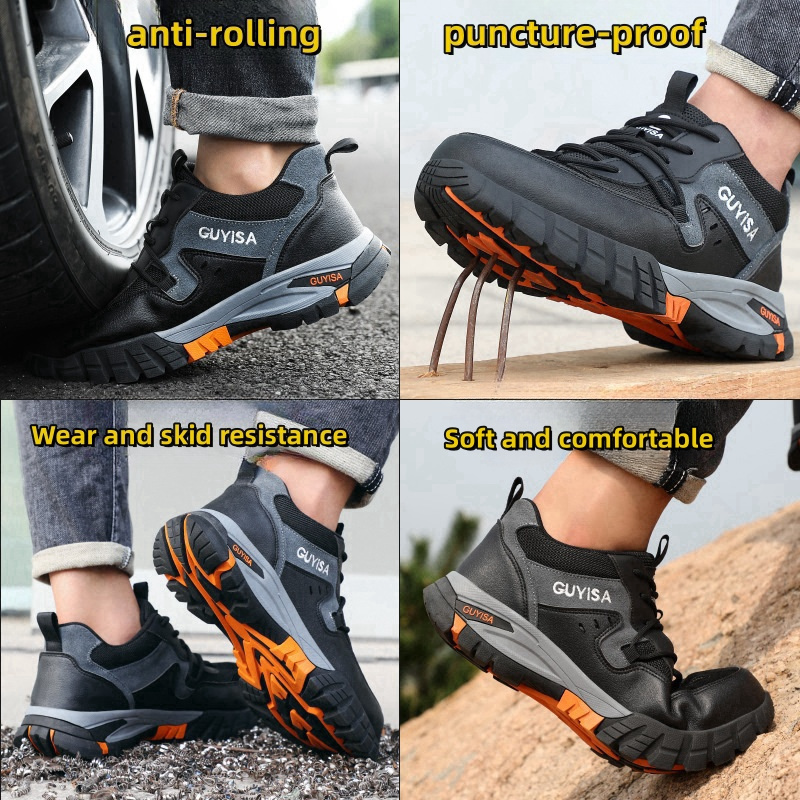 GUYISA Men's Fashionable Light Safety Work Shoes Electrician Insulation 10KV Steel Toe with Rubber PU Eva Fabric Insoles