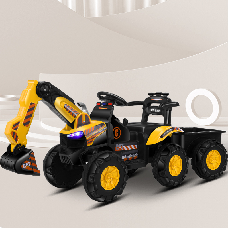 12 volt electric tractor for big kids 10 year old with remote control children ride on excavator car