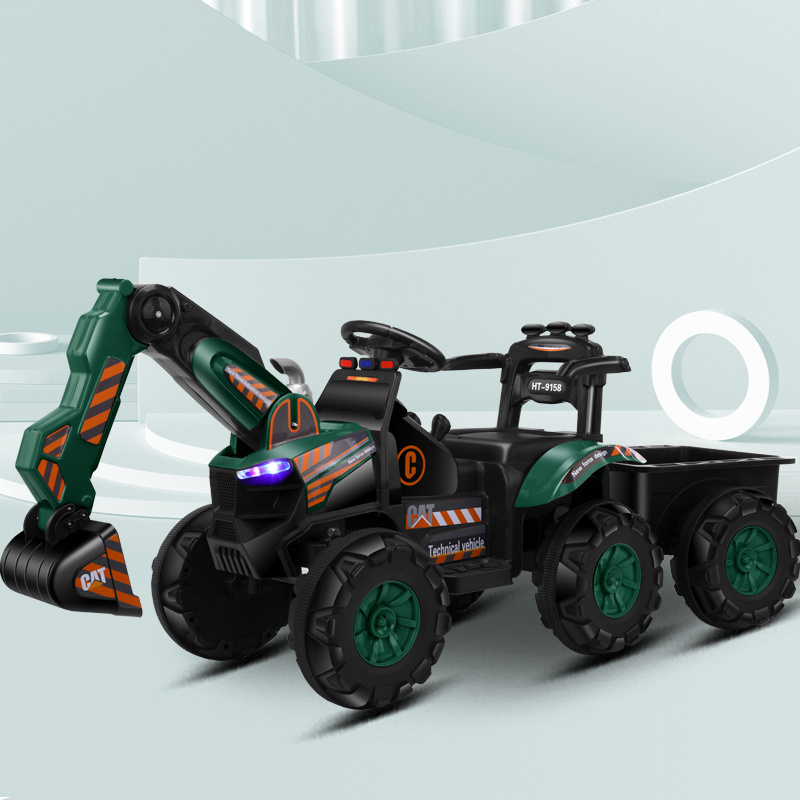 12 volt electric tractor for big kids 10 year old with remote control children ride on excavator car