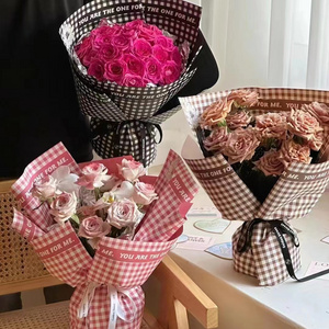 Aierflorist 58*58cm New  luxury Valentine's Day plaid bouquet Floral paper waterproof small checkered wrapper paper for flower