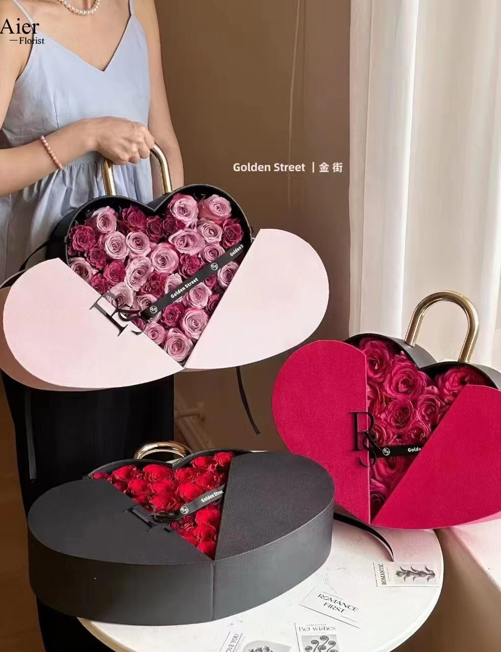 Aierflorist Valentine's Day new lock heart gift box Romantic heart gift box lifetime lock love boxes