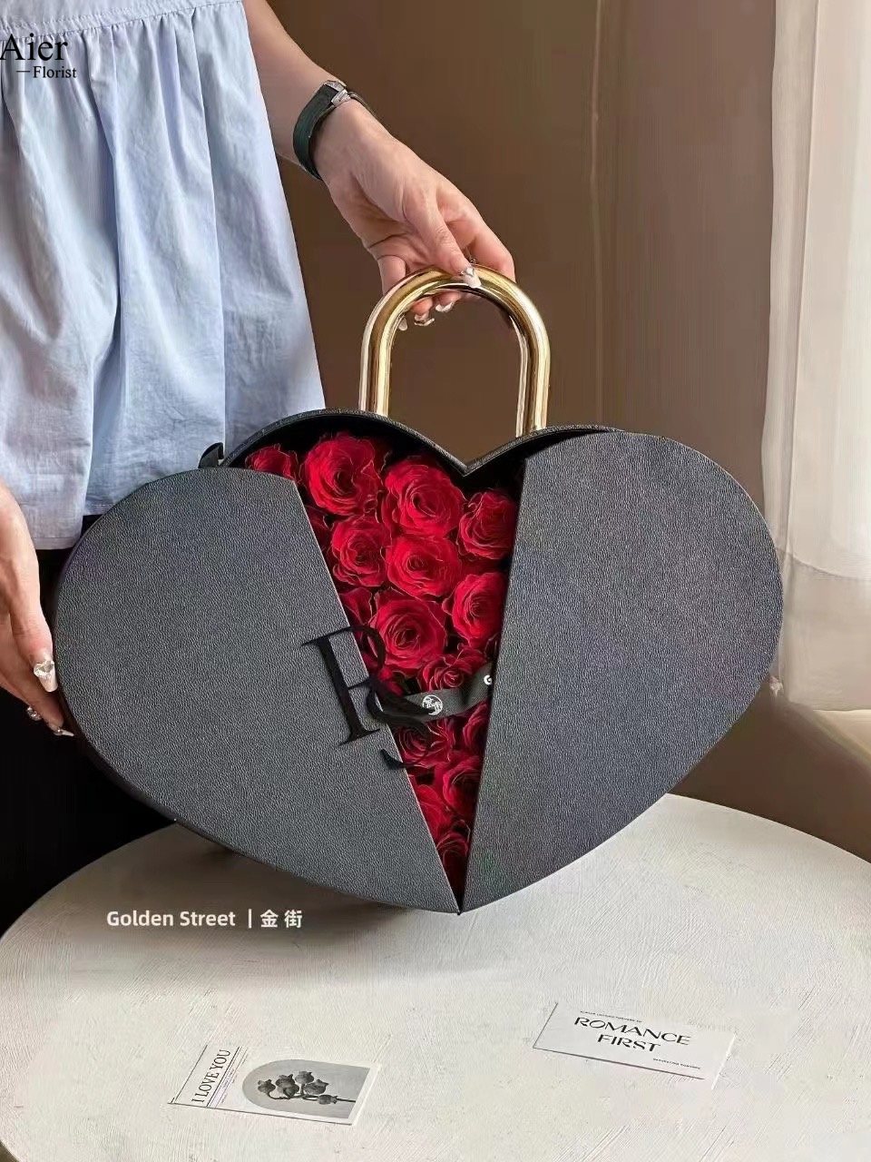 Aierflorist Valentine's Day new lock heart gift box Romantic heart gift box lifetime lock love boxes