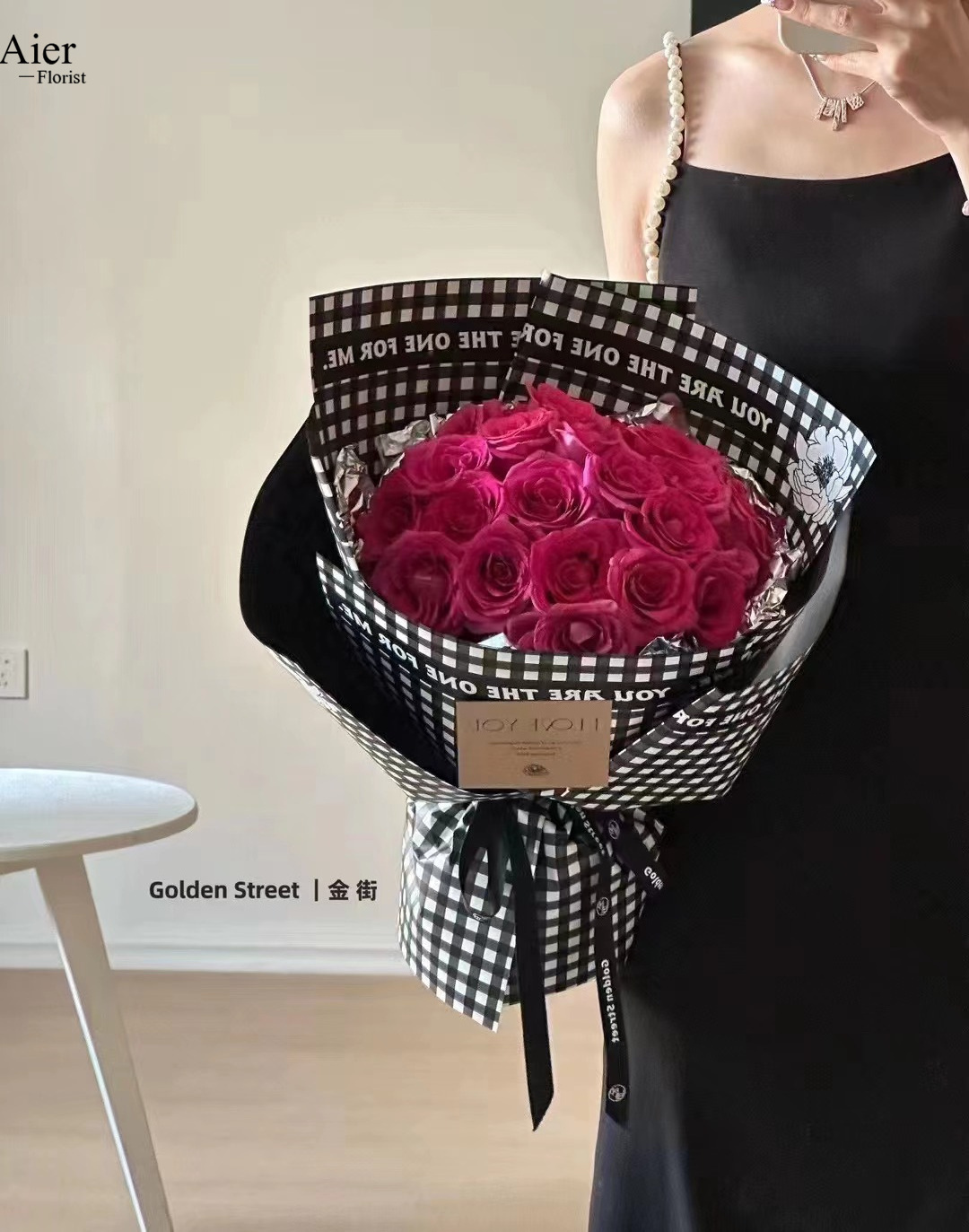 Aierflorist 58*58cm New  luxury Valentine's Day plaid bouquet Floral paper waterproof small checkered wrapper paper for flower