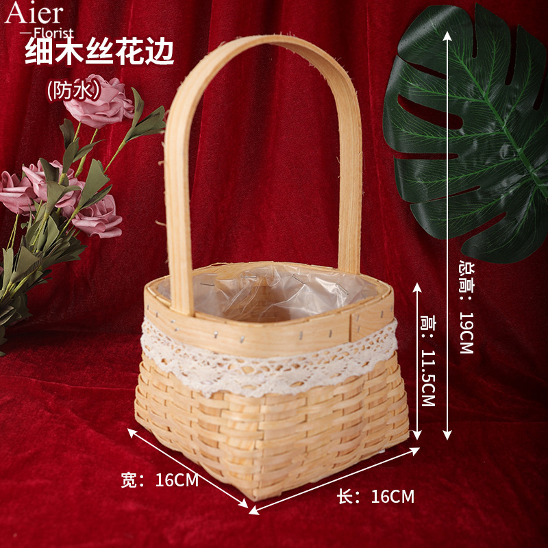 Aierflorist Home Furniture Hand woven rattan storage basket Creative flower pot cover circular small basket gift Basket