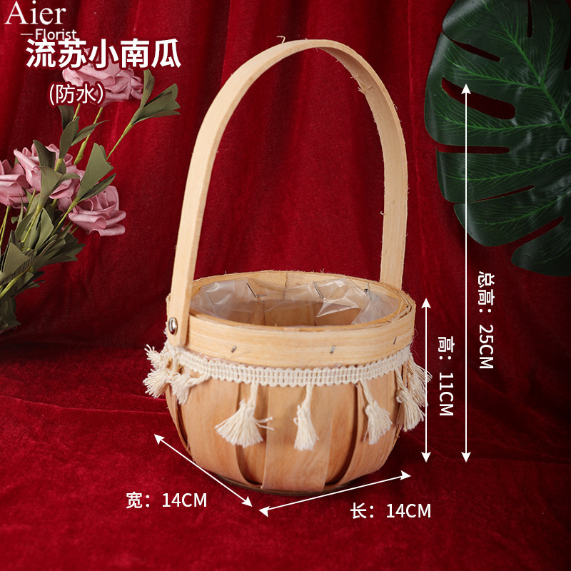 Aierflorist Home Furniture Hand woven rattan storage basket Creative flower pot cover circular small basket gift Basket