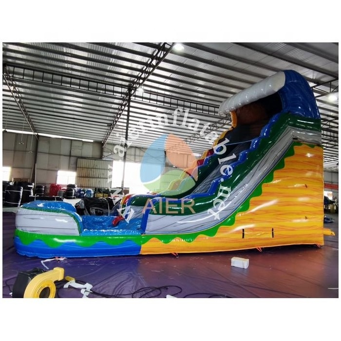 Hot sale colorful slide inflatable 20ft inflatable water slide wet dry slide with swimming pool for kids and adults