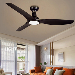 AIERTEC 52-inch Modern LED Ceiling Fans with Lights and Remote Black 3 ABS Blades All Copper Motor 6-Speed Reversible